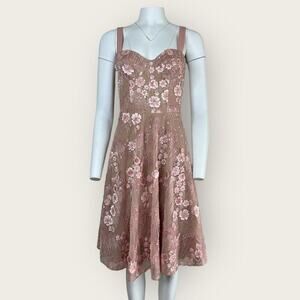 EUC | Dress The Population | Floral Appliqué | Pink Combo | XS